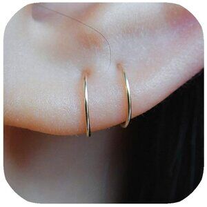 Women 14K Gold Filled Small Hoop Earrings Tiny Thin 7mm Piercing Hoop Ring